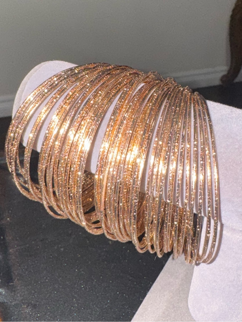 Stacked Gold Bangle Bracelet Set 50 layered multi bangles thin lightweight brass